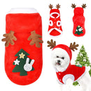 QETRABONE Small Dog Cat Elk Costume Christmas Pet Clothes Outfits Red Christmas Elk Scarf Cosplay Dressing up Xmas Clothing (Elk L)