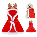Capa de Natal para Cães em Veludo, Fantasia de Papai Noel para Pet com Chapéu de Chifres de Rena, Traje de Rena para Filhotes, Capuz de Natal tipo Capa para Cachorros Pequenos e Gatos