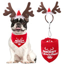 KOOLTAIL Conjunto de Fantasia de Natal para Cães com Bandana e Tiara de Rena com Chapéu de Papai Noel - Acessórios de Traje para Cães Gatos Filhotes para Festas de Natal e Ano Novo